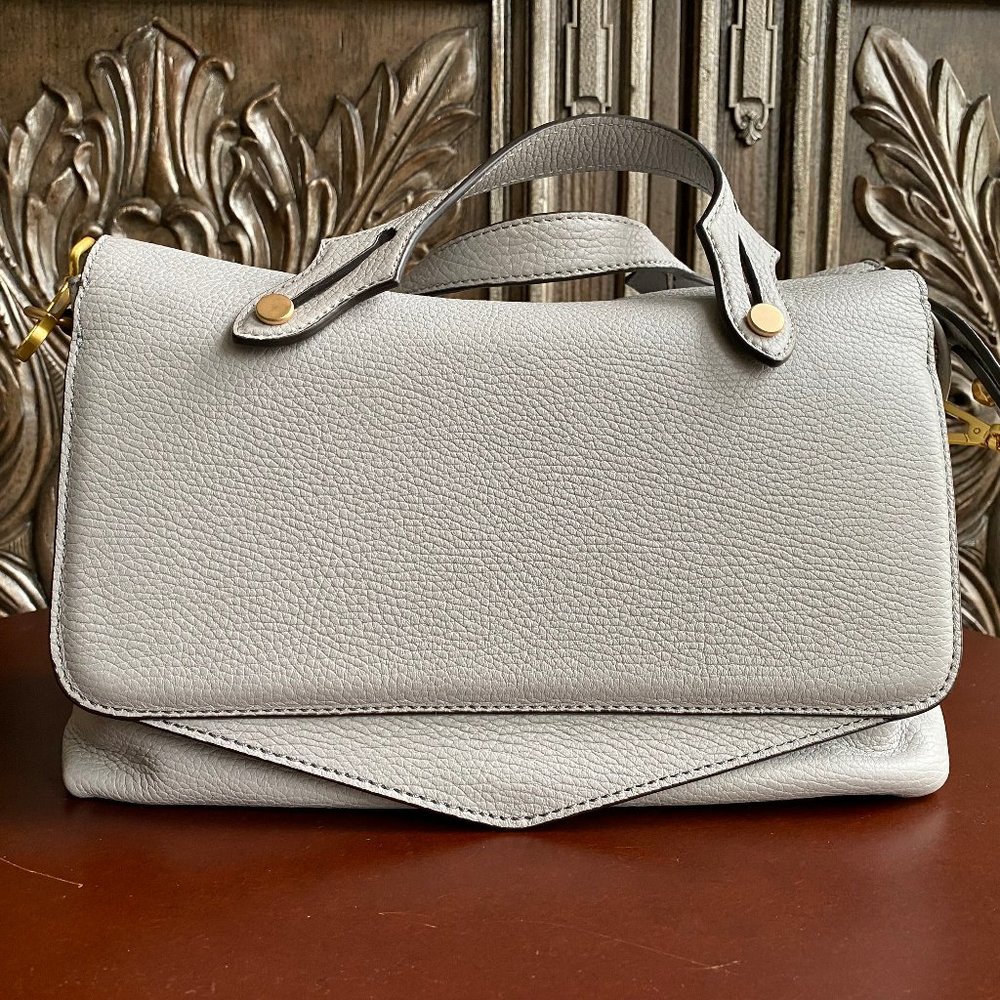 Annabel Ingall - Franca Genuine Pebbled Leather Satchel in Smoke/Gold